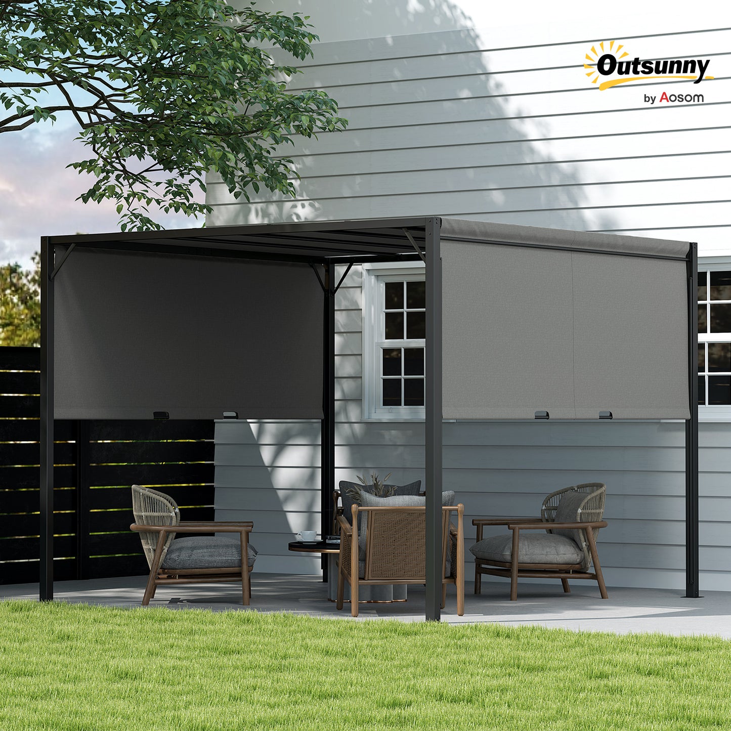 3 x 3(m) Pergola Metal Gazebo Outdoor Sun Shade Shelter Canopy