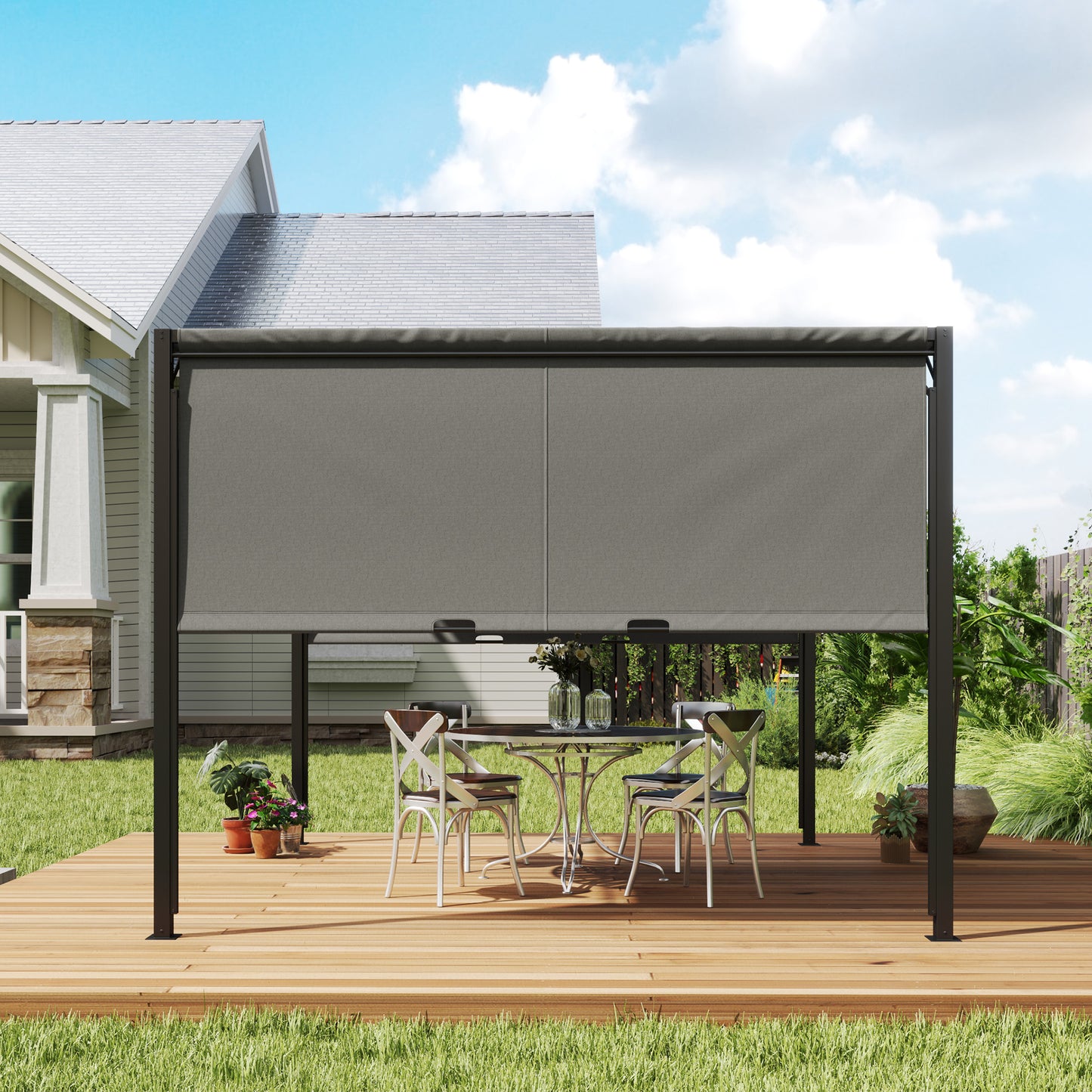 3 x 3(m) Pergola Metal Gazebo Outdoor Sun Shade Shelter Canopy