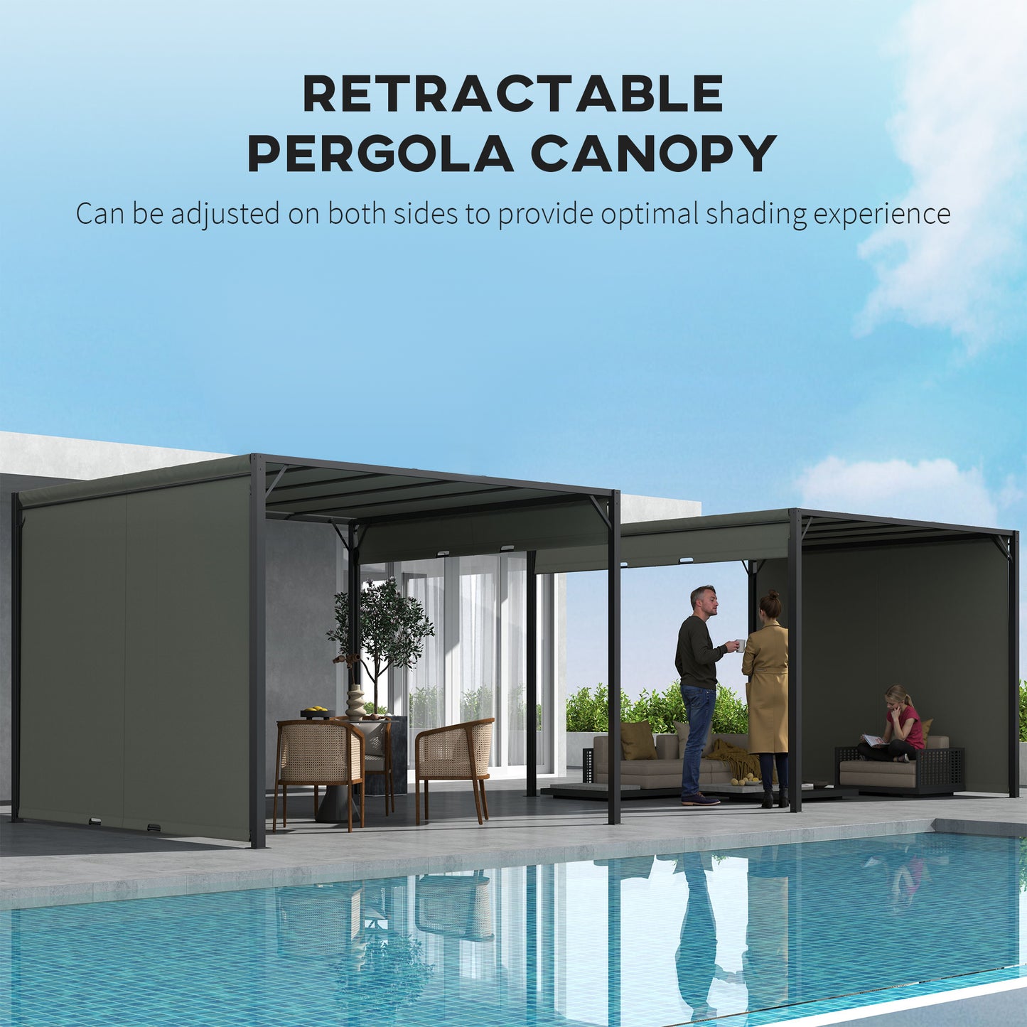 3 x 3(m) Pergola Metal Gazebo Outdoor Sun Shade Shelter Canopy