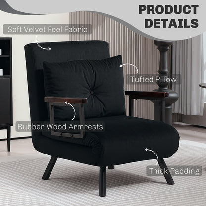Click Clack Single Chair Bed Settee for Living Room, Black