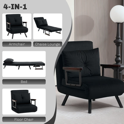 Click Clack Single Chair Bed Settee for Living Room, Black