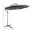 3(m) Garden Banana Parasol Cantilever Umbrella with Crank Handle and Cross Base, 8 Ribs for Outdoor, Hanging Sun Shade, Grey