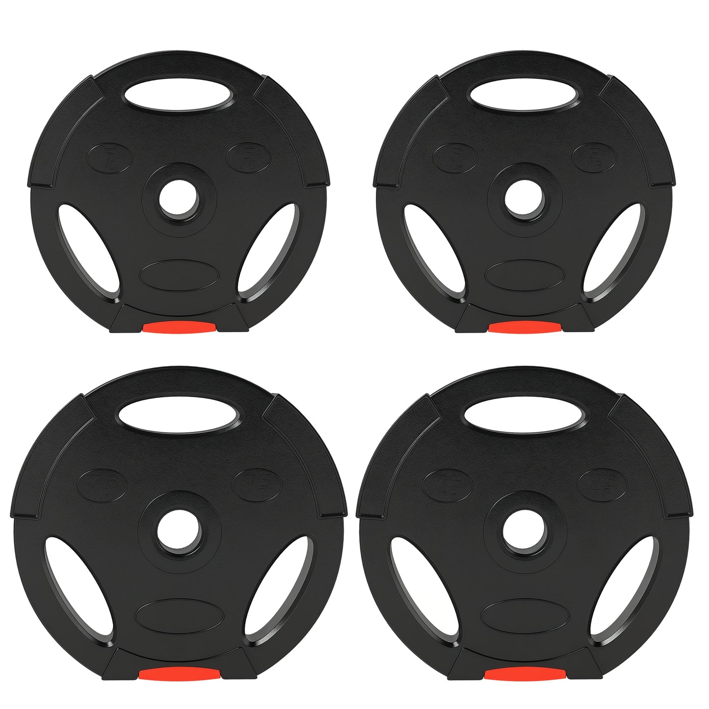 Olympic Weight Plates Set for Home Gym, 2 x 7.5kg, 2 x 5kg, Black