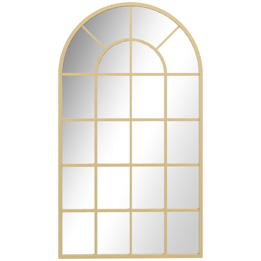Modern Arch Window Wall Mirror for Living Room Bedroom, Gold Tone
