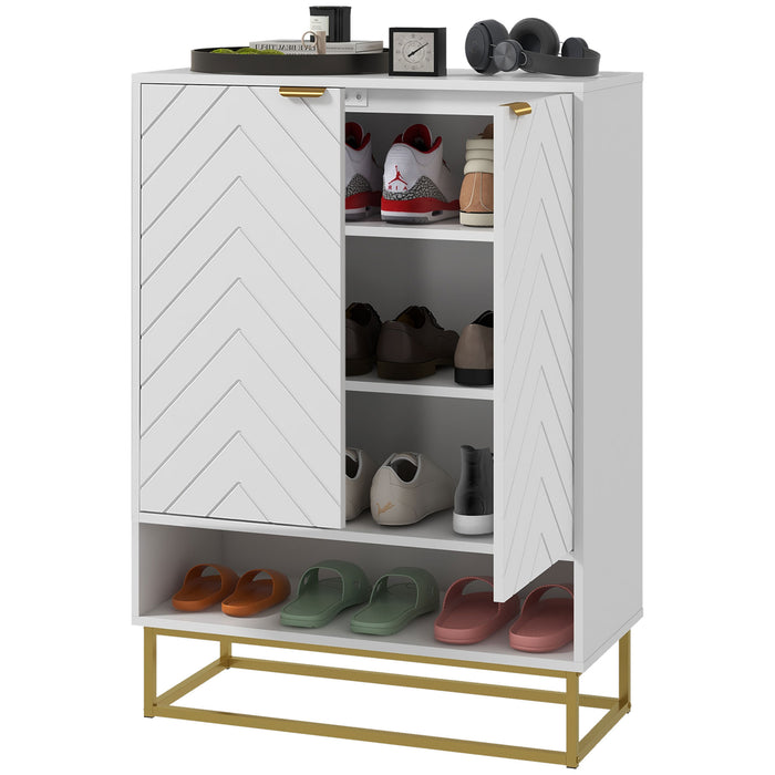 Shoe Storage Cabinet, Modern Shoe Cupboard with Open Shelf, Adjustable Shelf, 6 Vents, Shoe Rack for 12 Pairs of Shoes