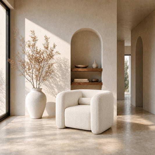 Munich Armchair – Ivory Chenille