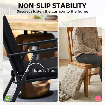 2Pcs Garden Chair Cushions, Waterproof Seat Pads, Black