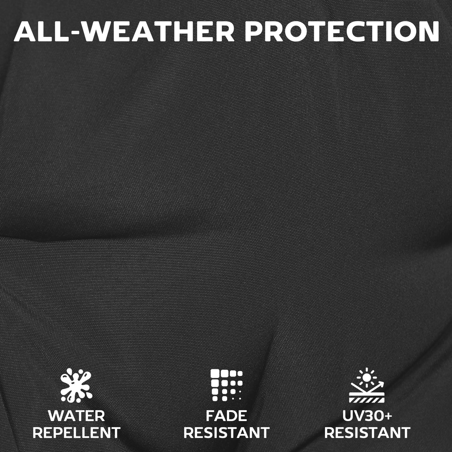 2Pcs Garden Chair Cushions, Waterproof Seat Pads, Black