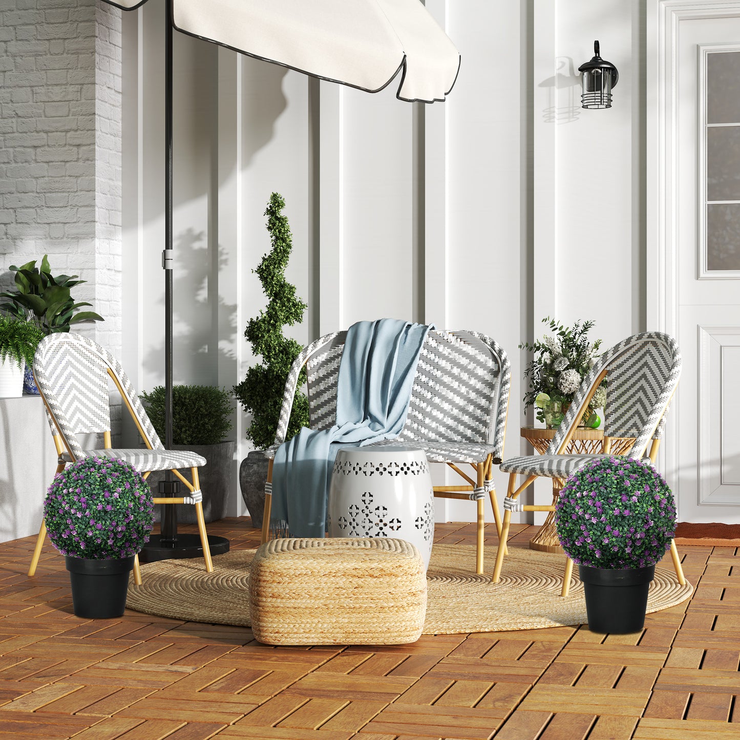 Set of 2 Artificial Topiary Balls Indoor Outdoor Faux Boxwood Balls