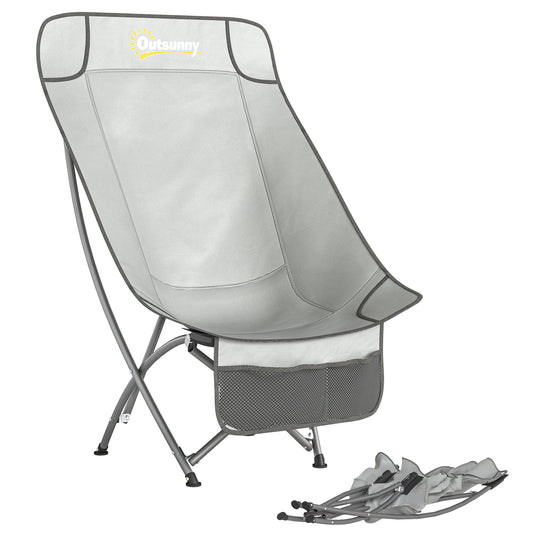 Camping Chair Portable with Side Pocket Light Grey