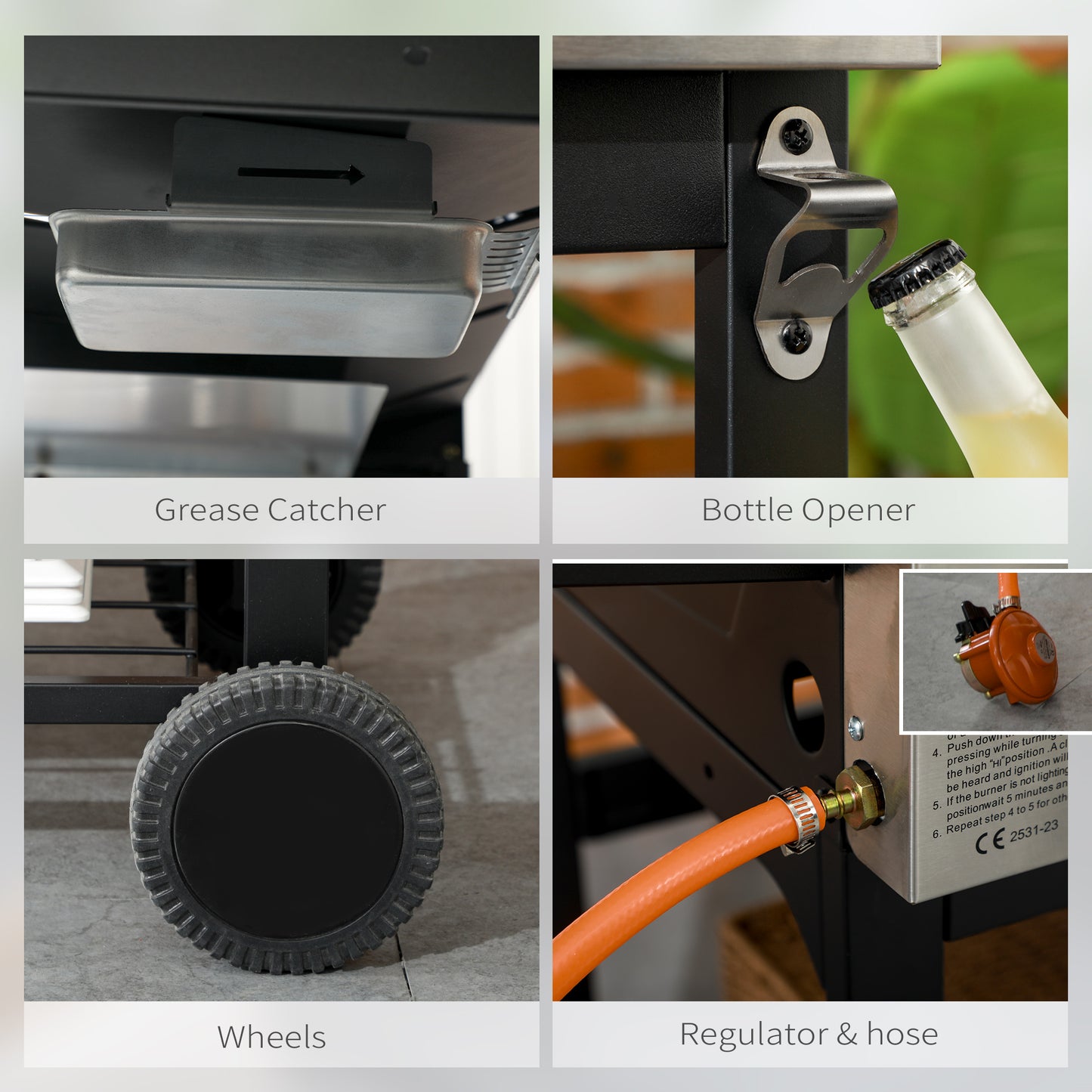 Gas Grill and Plancha with 12 kW 4+1 Burners for Garden Party