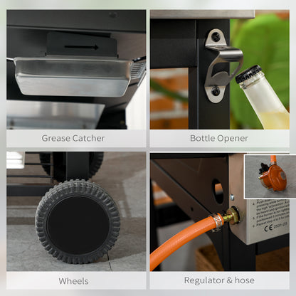 Gas Grill and Plancha with 12 kW 4+1 Burners for Garden Party