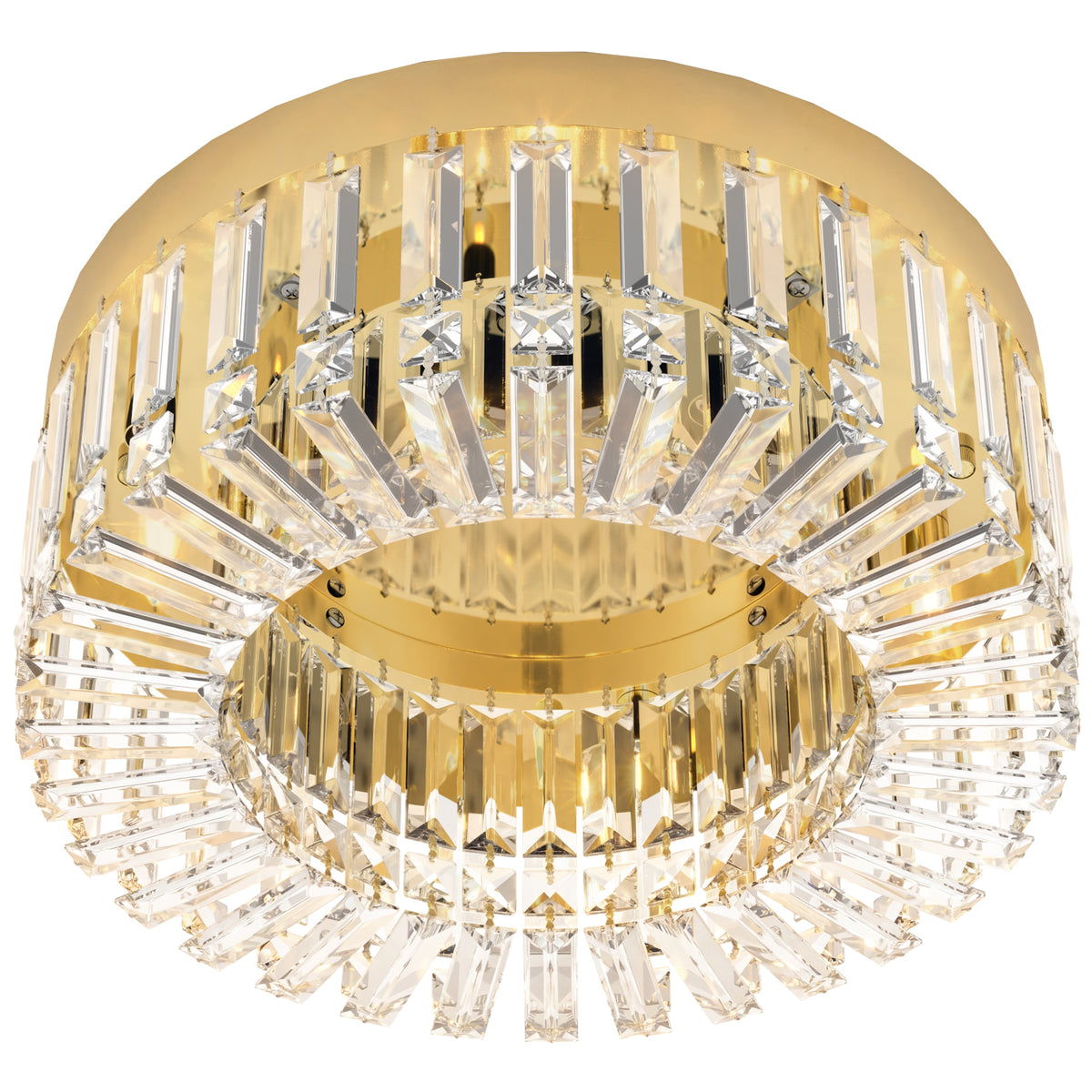 Crystal Ceiling Light with 160 Crystal Pendants, Gold Tone
