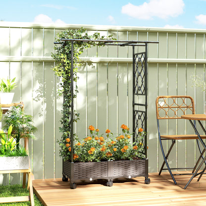 Raised Garden Bed with Arch Trellis, Plastic Raised Bed for Garden