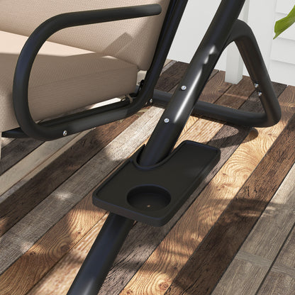 Canopy Swing Chair Modern Garden Swing Seat Outdoor Relax Chairs w/ 2 Separate Chairs, Cushions and Removable Shade Canopy, Beige