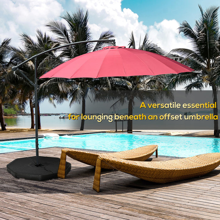 Detachable Patio Umbrella Base, Cantilever Parasol Base Stand Outdoor Umbrella Weights, Can Be Filled with Sand or Water, Black