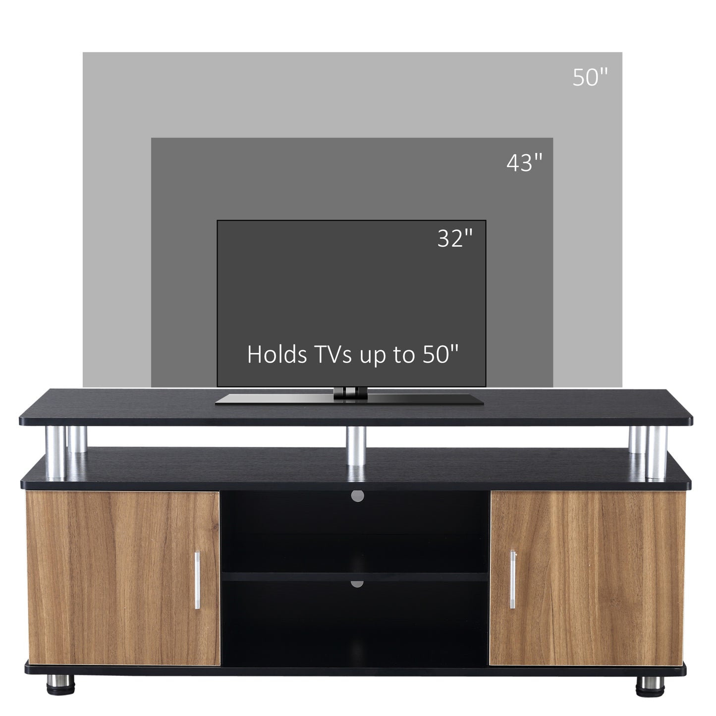 TV Cabinet Stand Entertainment Center Media Console Storage Black, Walnut