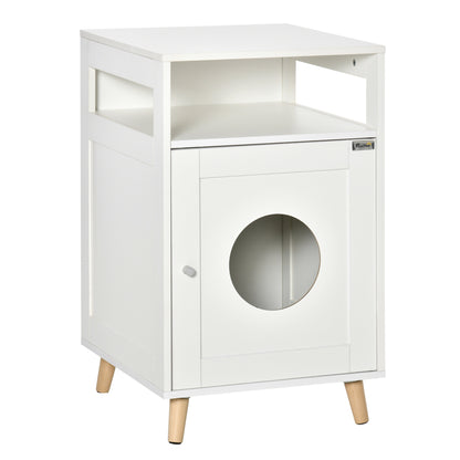 Cat Litter Box Enclosure End Table w/ Magnetic Door Multiple Storage