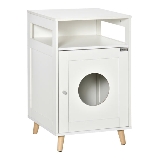 Cat Litter Box Enclosure End Table w/ Magnetic Door Multiple Storage