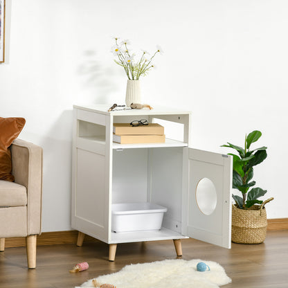 Cat Litter Box Enclosure End Table w/ Magnetic Door Multiple Storage