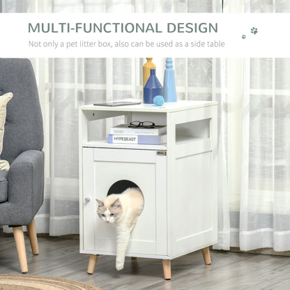 Cat Litter Box Enclosure End Table w/ Magnetic Door Multiple Storage