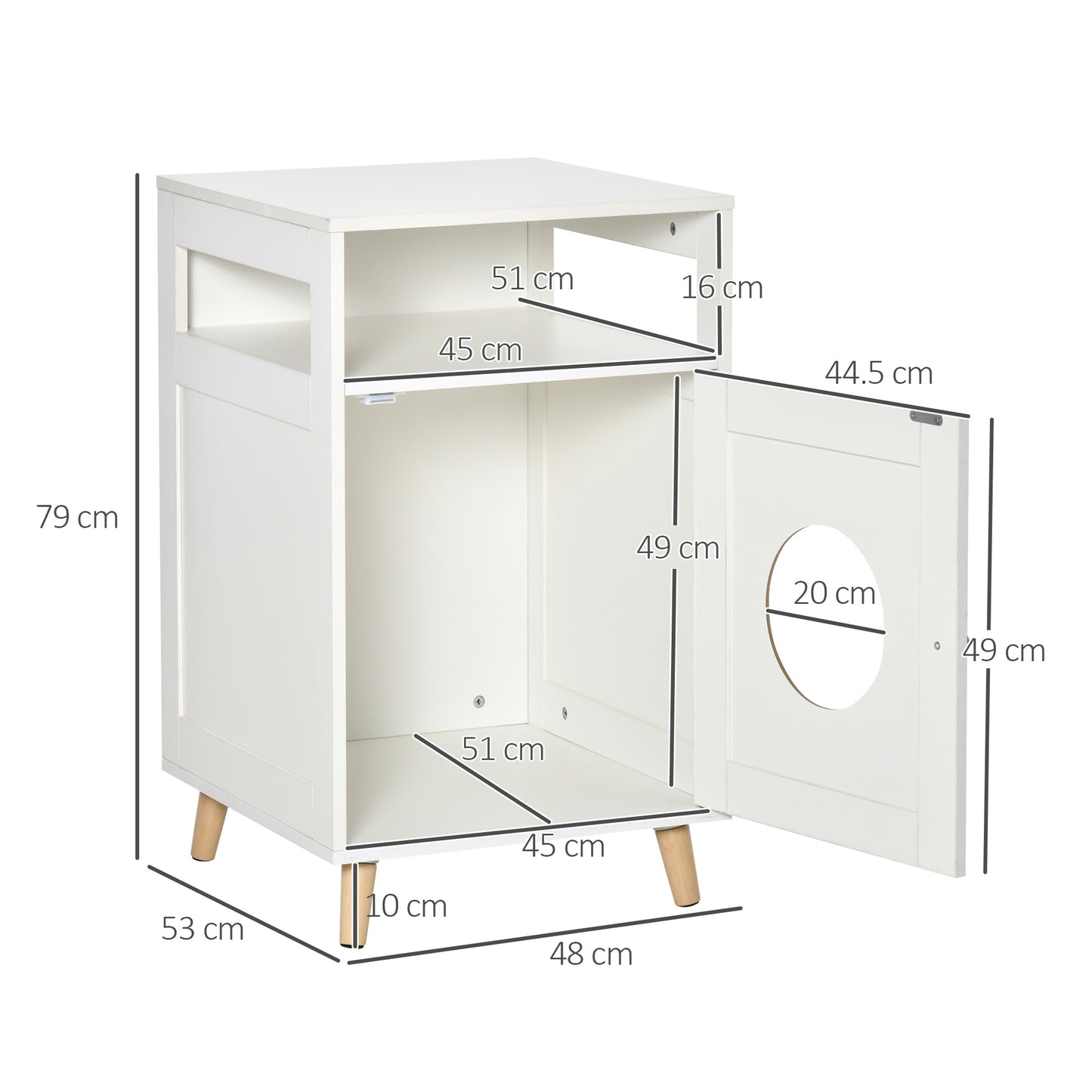 Cat Litter Box Enclosure End Table w/ Magnetic Door Multiple Storage