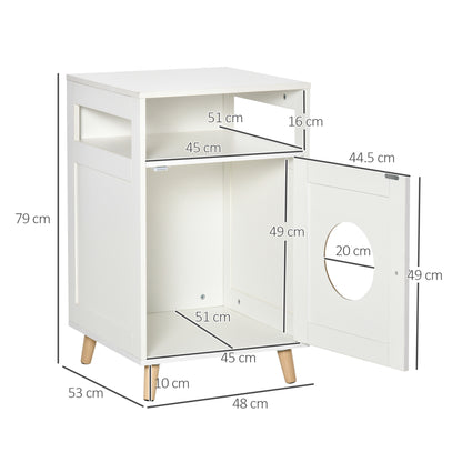 Cat Litter Box Enclosure End Table w/ Magnetic Door Multiple Storage