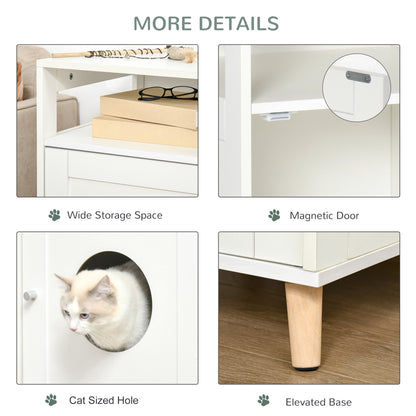 Cat Litter Box Enclosure End Table w/ Magnetic Door Multiple Storage