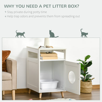 Cat Litter Box Enclosure End Table w/ Magnetic Door Multiple Storage