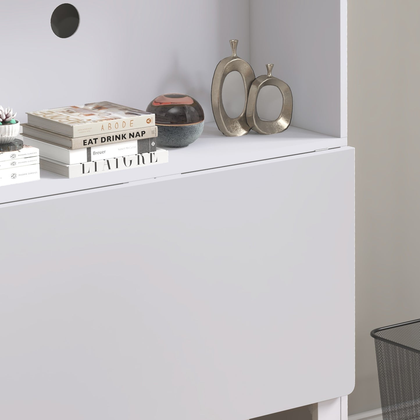 Writing Desk with Foldable Desktop for Bedroom, Home Office, White