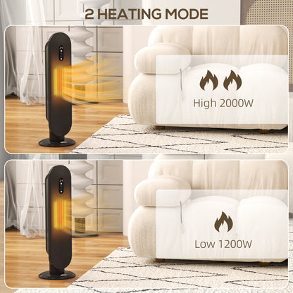 Ceramic Space Heater Tower Heater W/ 45 Degree Oscillation, Black