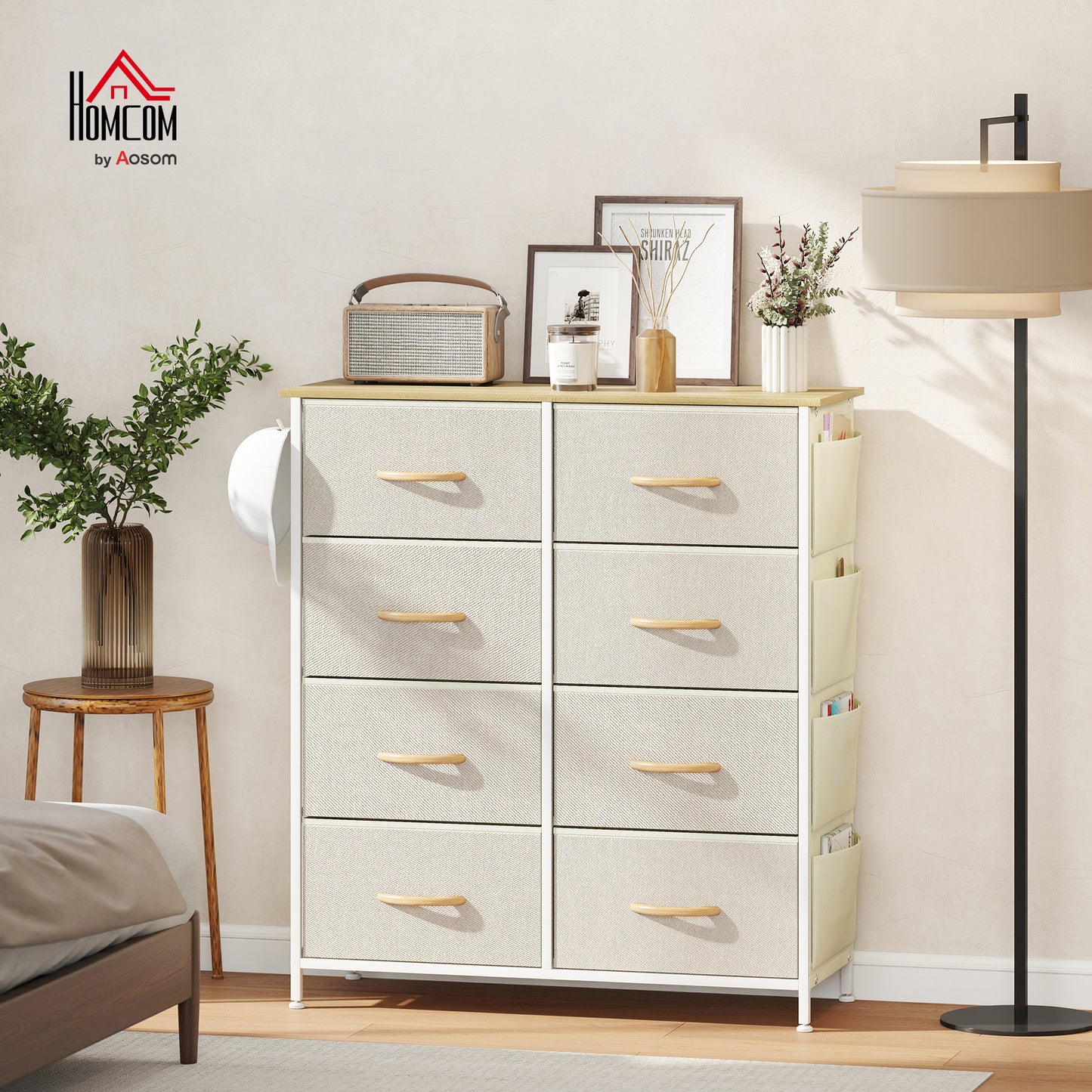 Fabric Chest of Drawers, 8 Drawer Dresser for Bedroom, Beige