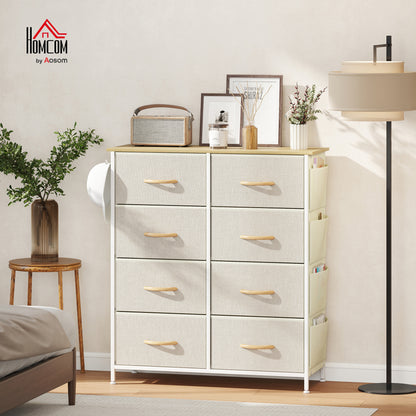 Fabric Chest of Drawers, 8 Drawer Dresser for Bedroom, Beige