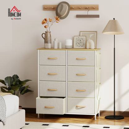 Fabric Chest of Drawers, 8 Drawer Dresser for Bedroom, Beige