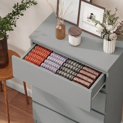 Bedroom Chest of Drawers, 5 Drawers Dresser, Drawer Unit, Grey