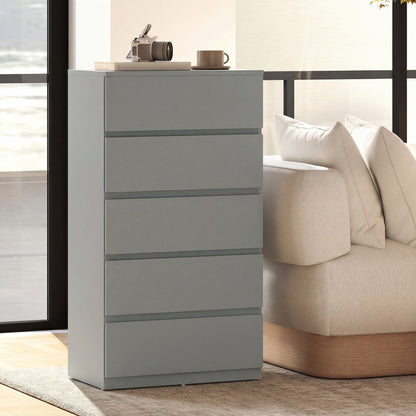 Bedroom Chest of Drawers, 5 Drawers Dresser, Drawer Unit, Grey