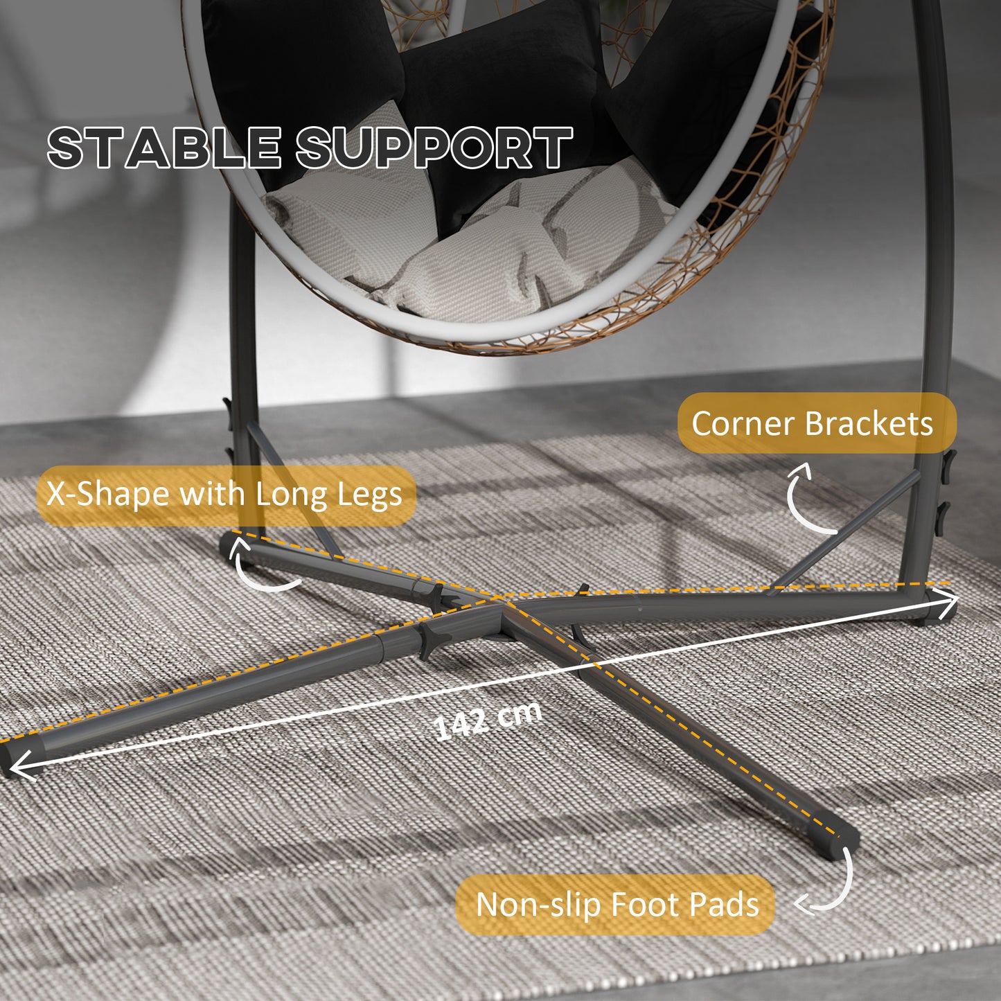 Hammock Chair Stand, Steel Frame Hammock Stand Only, Black