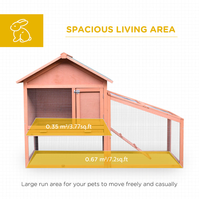 2 Tier Rabbit Cage, Solid Wood Bunny House, Water Resistant Asphalt Roof Ramp Sliding tray 144 x 64.5 x 100 cm Red/Brown