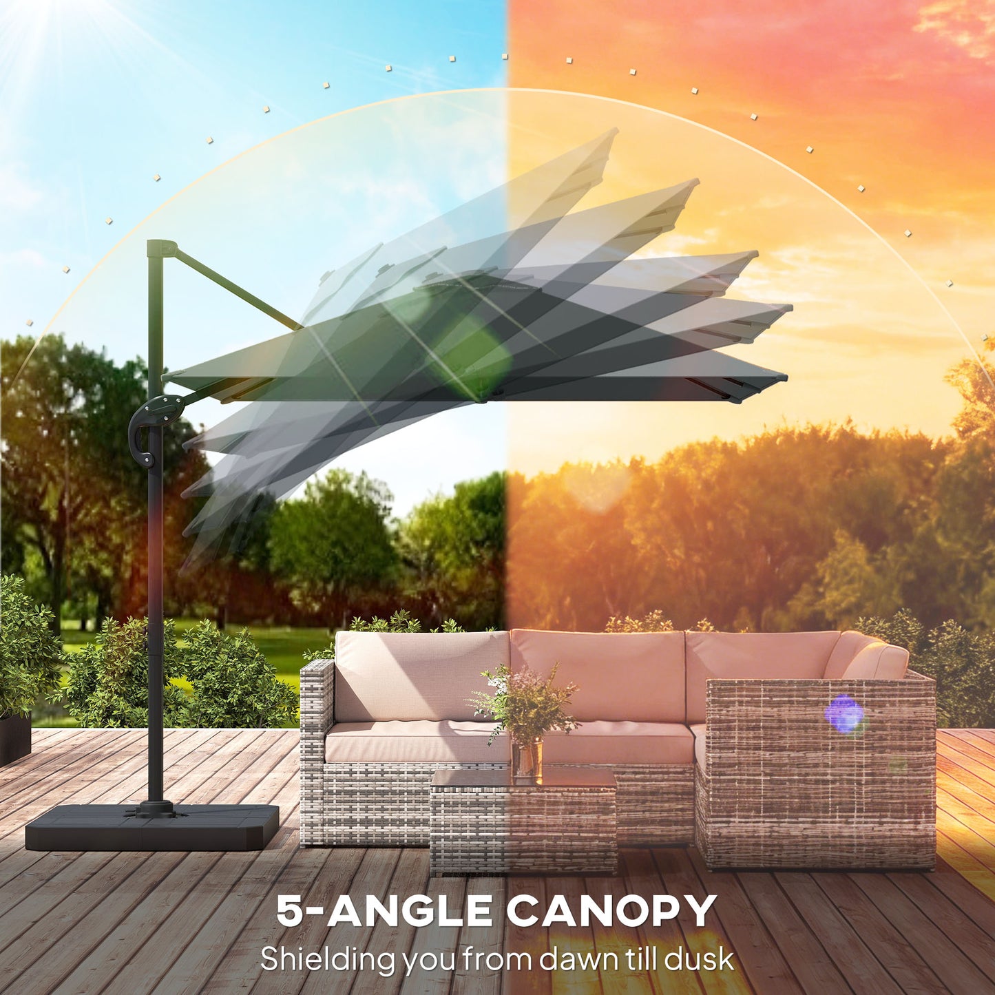 2.4 x 2.4 m Cantilever Parasol w/ Umbrella Weights, Dark Grey