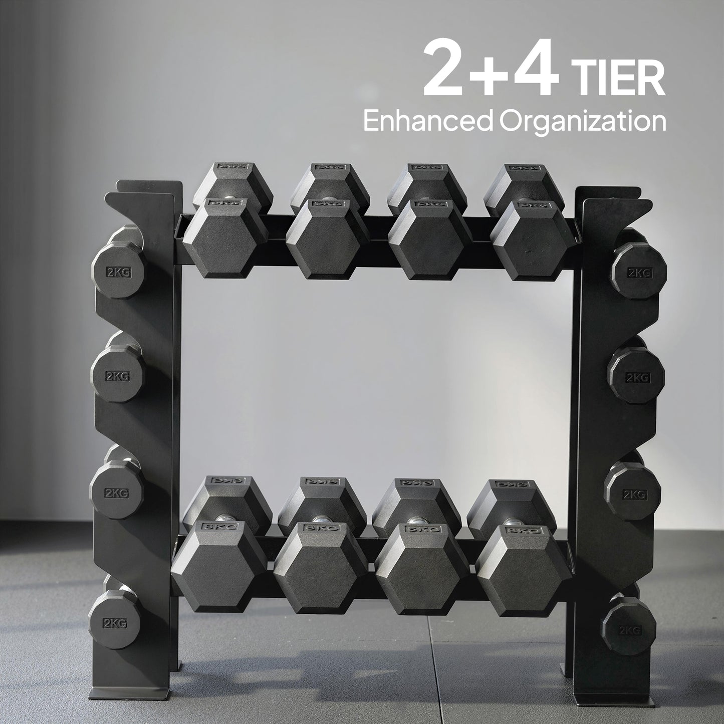 4-Tier Dumbbell Rack, Heavy-Duty Weight Rack for Dumbbells, Black