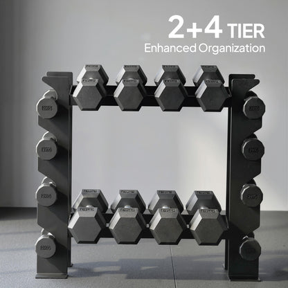 4-Tier Dumbbell Rack, Heavy-Duty Weight Rack for Dumbbells, Black