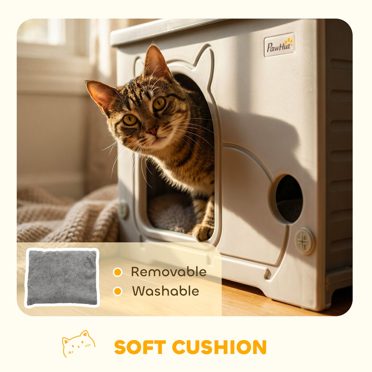 Cat House Stackable Cat Bed for Indoor Outdoor Grey