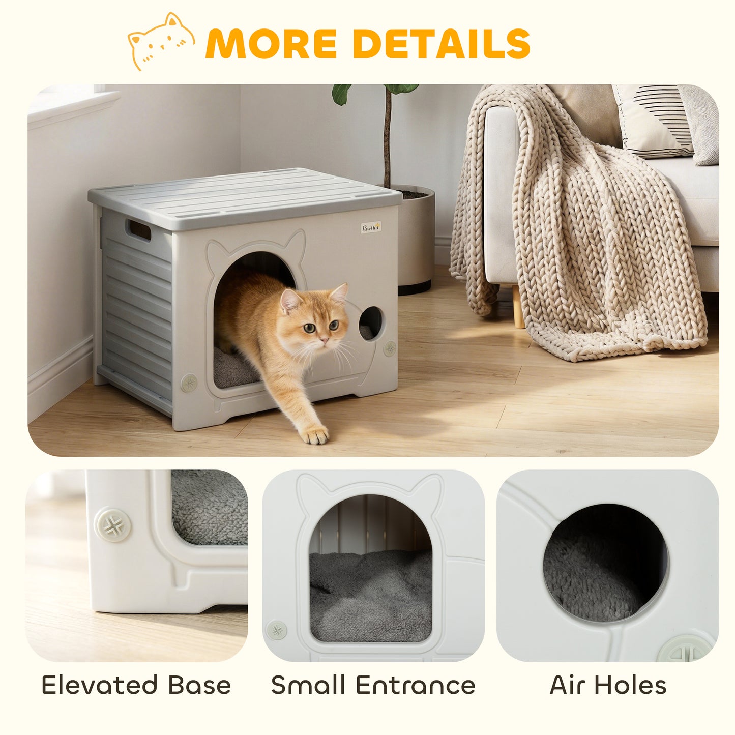 Cat House Stackable Cat Bed for Indoor Outdoor Grey