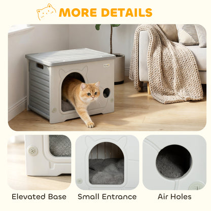 Cat House Stackable Cat Bed for Indoor Outdoor Grey