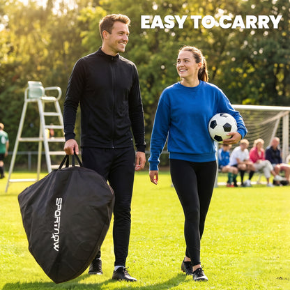 Set of 2 Pop Up Football Goal, 5 x 3.5ft Portable Folding Football Net with Carry Bag, 8 U-Shaped Ground Stakes, Fibreglass Pole, Training Equipment for Indoor and Outdoor Use, Easy Setup