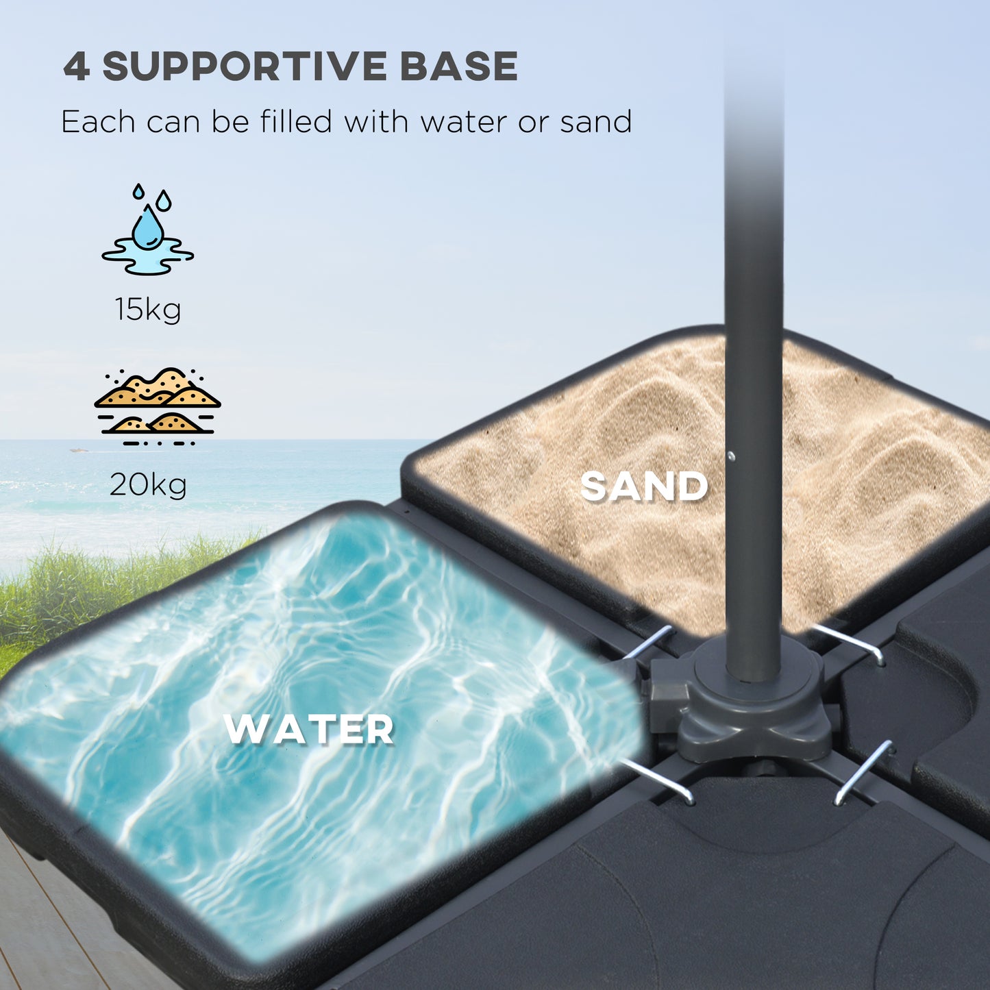 3(m) Banana Parasol Cantilever Umbrella Garden w/ Base Weights