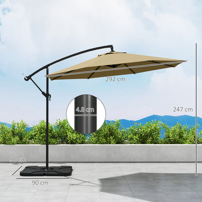 3(m) Banana Parasol Cantilever Umbrella Garden w/ Base Weights