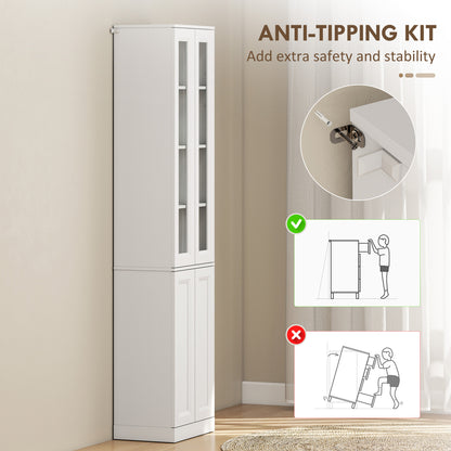 Tall Bathroom Storage Cabinet, 6-Tier Bathroom Cabinet, White