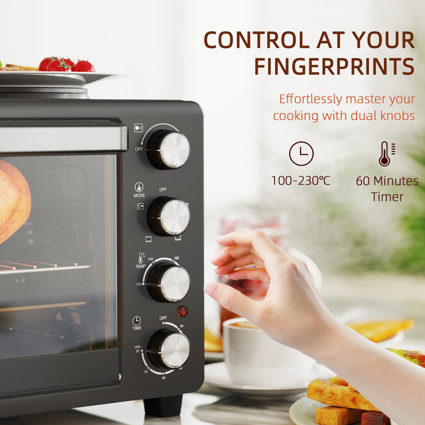 28L Countertop Toaster Oven with 2 Hot Plates, Grill, Roast, Bake