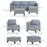 5-Piece Rattan Patio Furniture Set with Corner Sofa, Footstools, Coffee Table, for Poolside, Grey